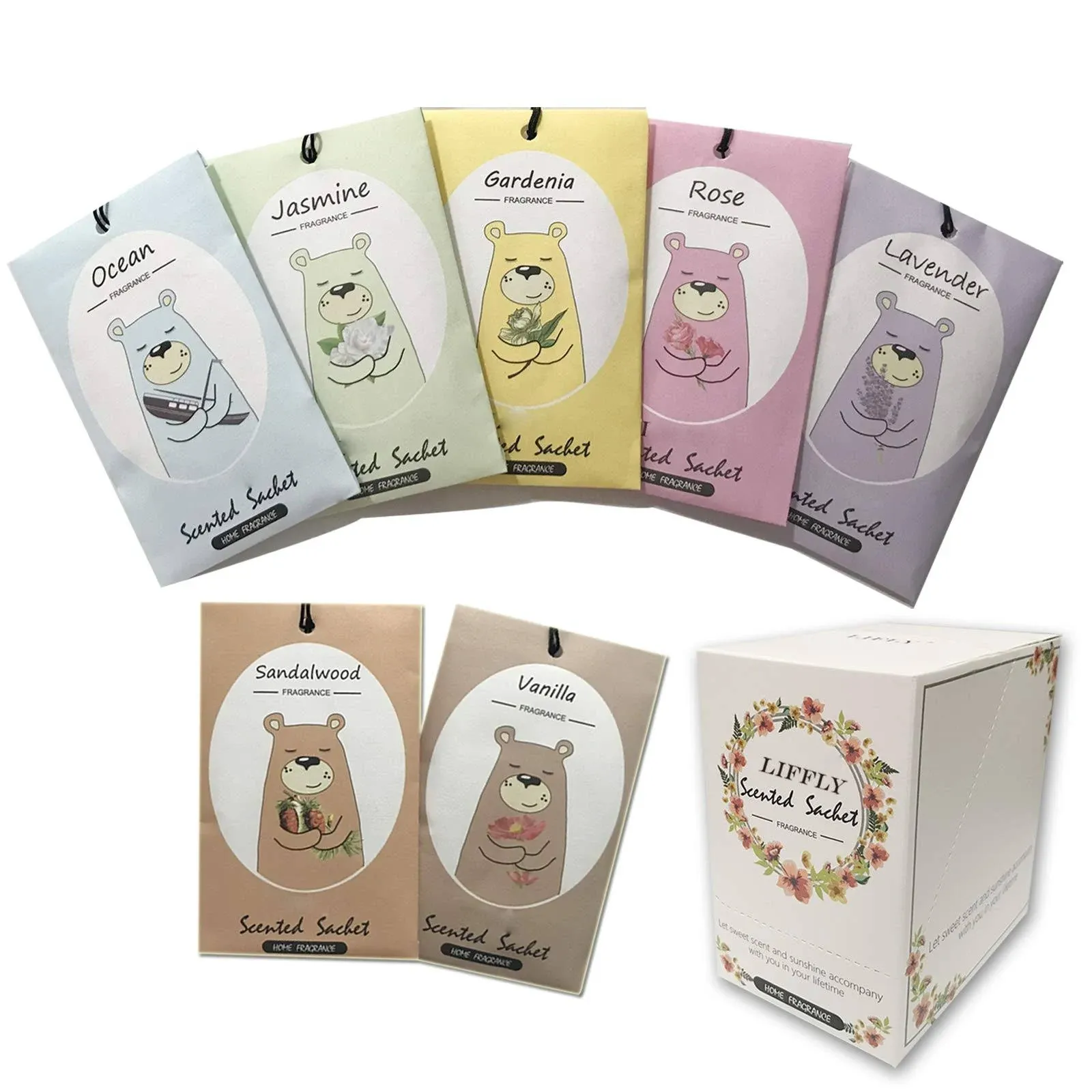 14 Packs Scented Sachets for Drawers and Closets Lavender Rose Jasmine Ocean Van