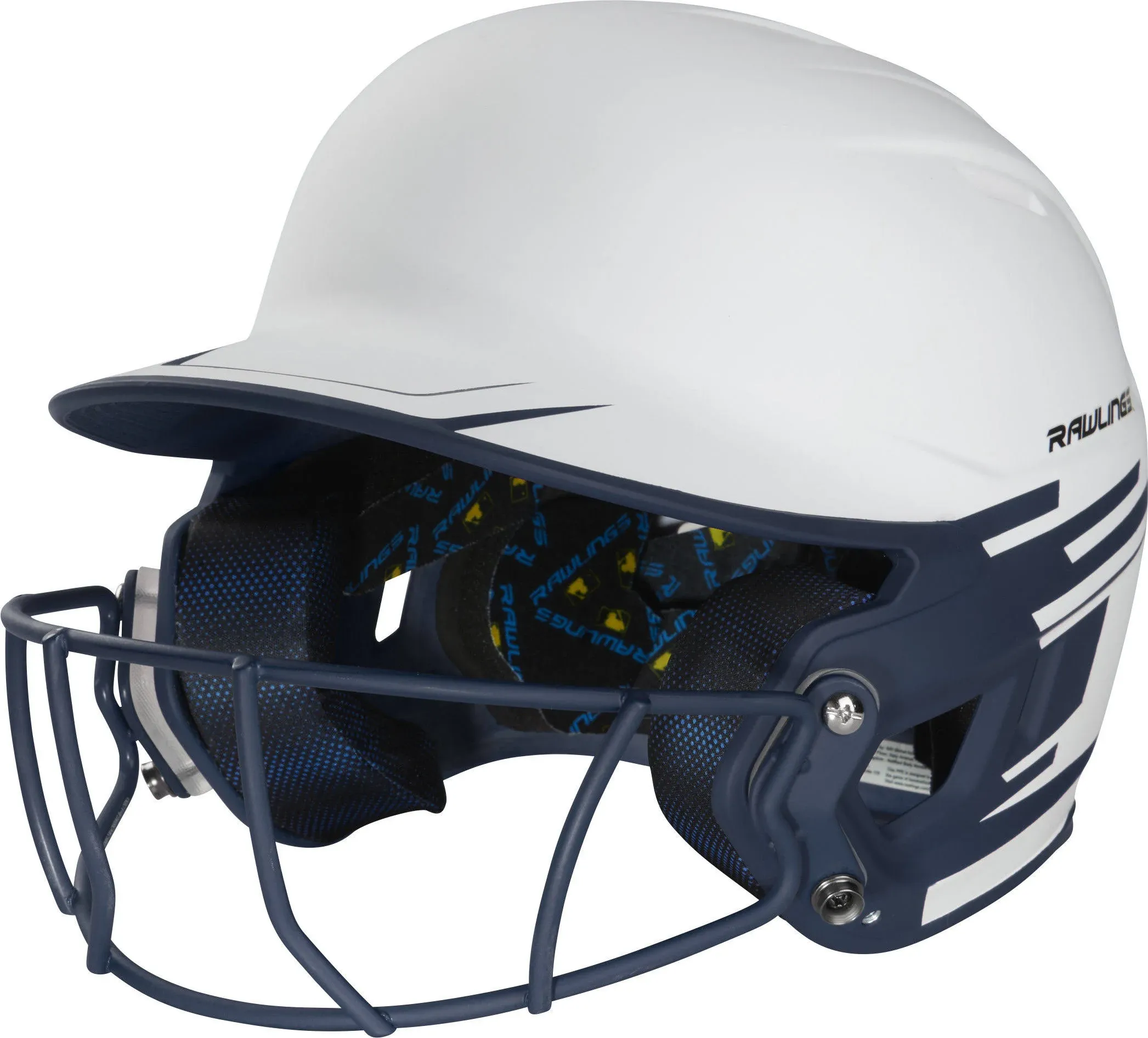 Rawlings Mach Ice Softball Batting Helmet, Senior, White/Navy