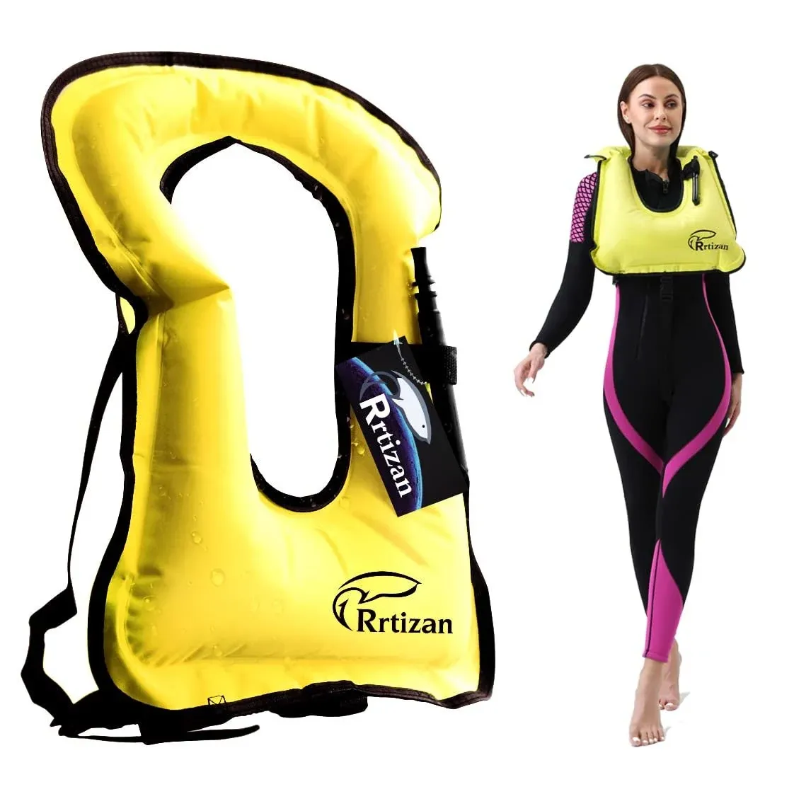 Rrtizan Snorkel Vest, Adults Portable Inflatable Swim Vest Buoyancy Aid Swim Jackets for Men & Women