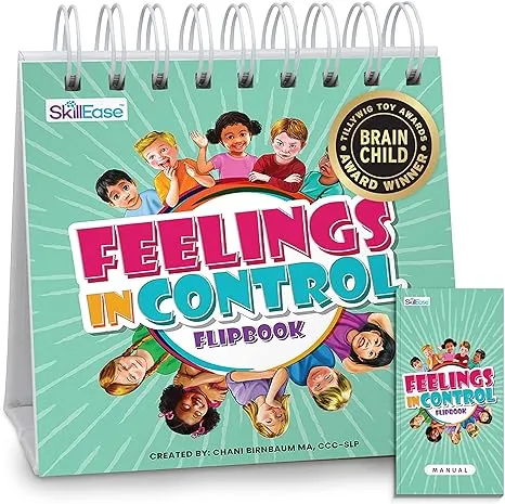 Calm Down Corner Supplies, SkillEase Feelings in Control Flip Book, Emotion Chart for Kids, Autism, Emotions and Feeling Book for Kids, Self Regulation for Kids, Calming Corner