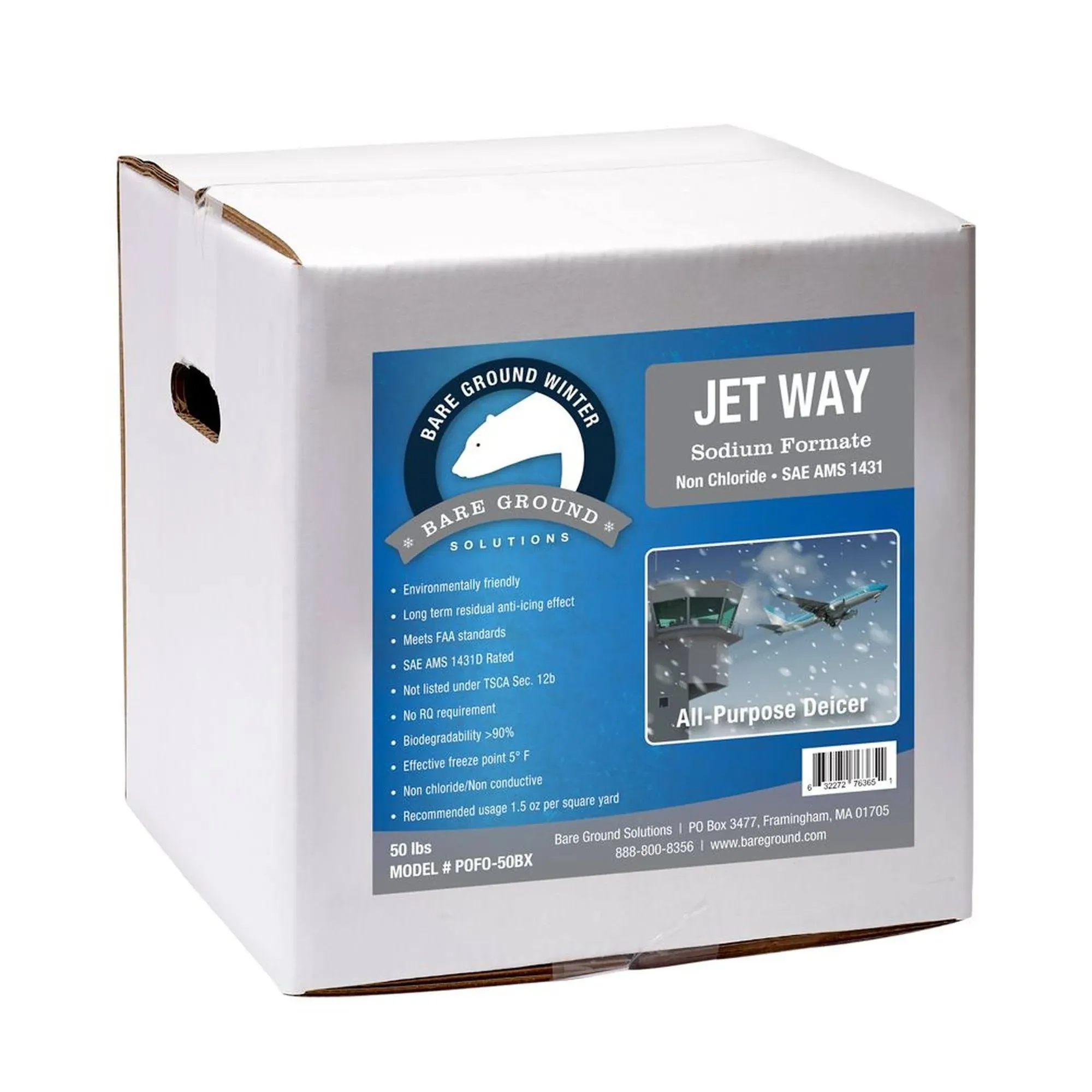 50lb Box of Bare Ground Jet Way Sodium Formate Granular Deicer