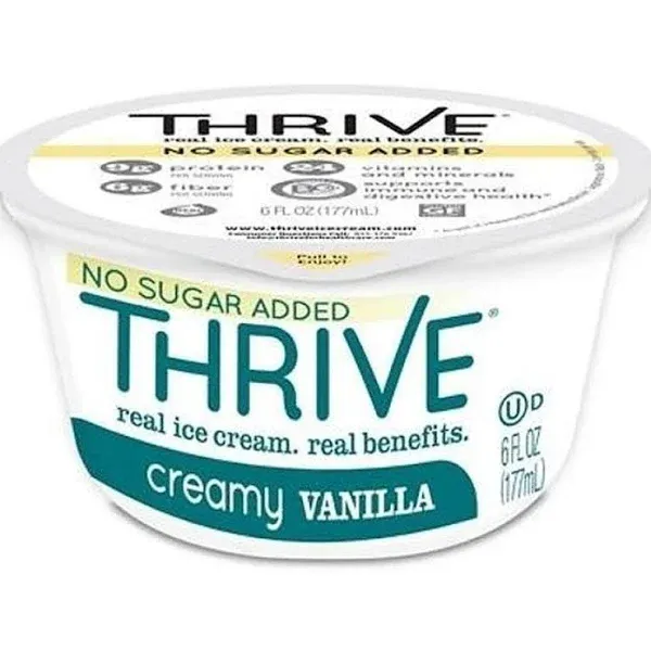 Thrive Frozen Nutrition No Sugar Added Creamy Vanilla Ice Cream, 6 Fluid Ounce ...