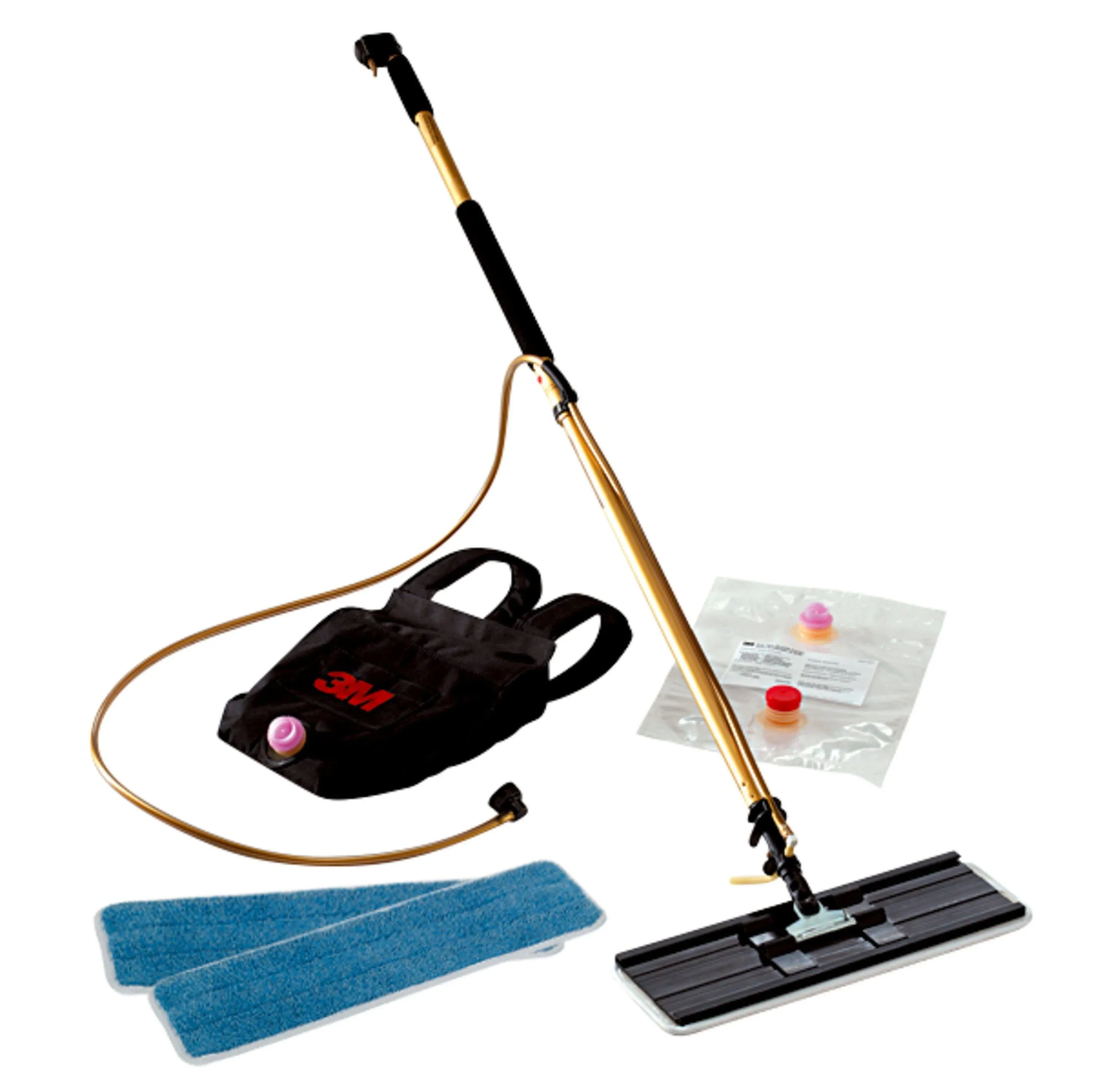 3M™ Easy Shine Applicator Kit, 18" Wide White Microfiber Head, 43" To 63" Gold/Black Aluminum Handle