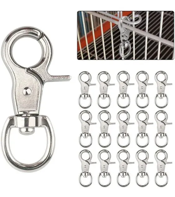 HOSUKKO 15PCS Trigger Snap Hooks, 360 Degree Swivel Spring Buckle Metal Swivel Clips Heavy Duty Snaps Hook for Pet Cages Chains Keychains Swivel Clip Hooks Lanyard Snap Hook Purse Clip