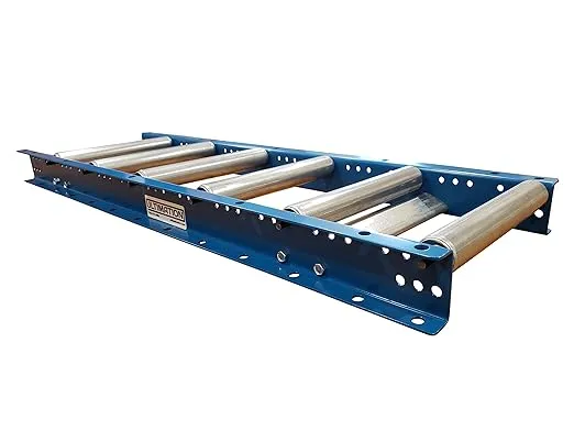 Light-Duty Gravity Conveyor with 1.5" Diameter Galvanized Steel Rollers, 18" Wide by 3' Long Steel Frame & 6" Centers, Durability & Versatility in Warehouses, Factories, & DIY Projects