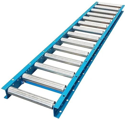 Ultimation Light-Duty Gravity Conveyor with 1.5" Diameter Galvanized Steel Rollers, 12" Wide by 5' Long Steel Frame & 6" Centers, Durability & Versatility in Warehouses, Factories, & DIY Projects