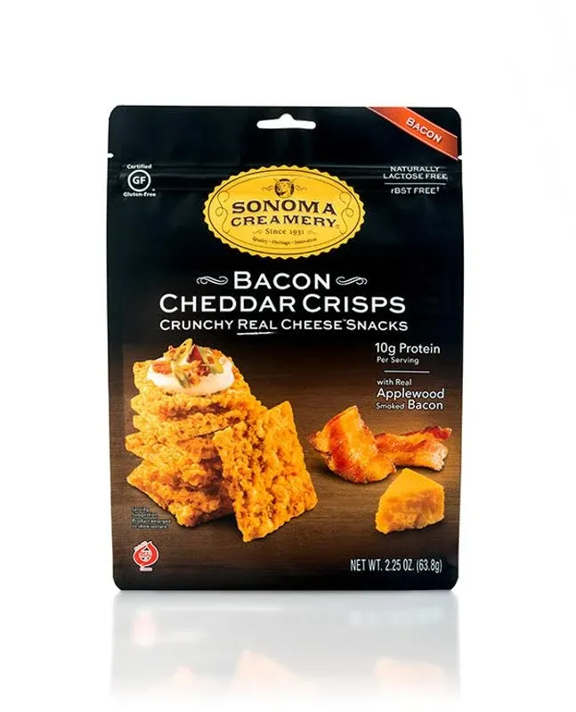 Sonoma Creamery - Cheese Crisps, Bacon Cheddar, 10 Oz (1 Count) | Savory Snack | High Protein | Low Carb | Gluten Free| Keto-Friendly