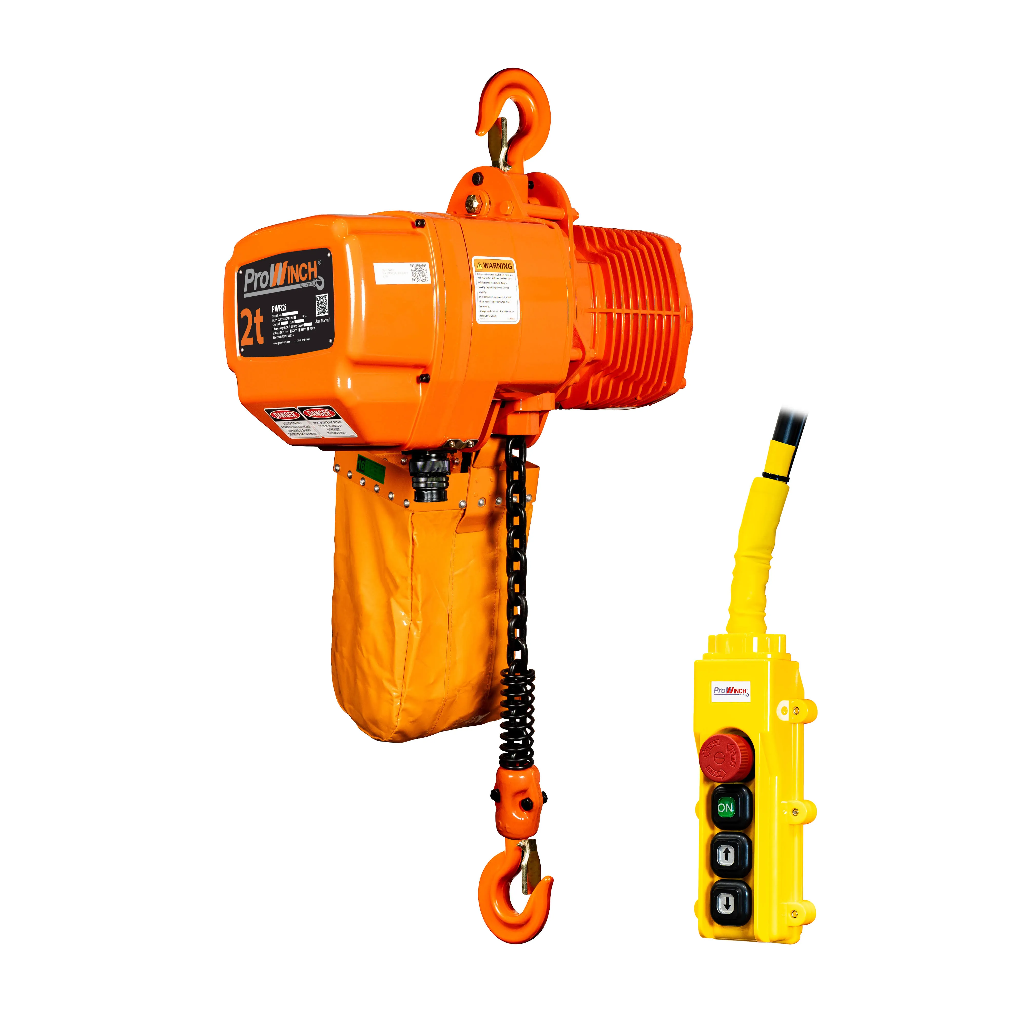 Prowinch 2 Ton Electric Chain Hoist 20ft G100 Chain M4/H3 208~240/440~480V