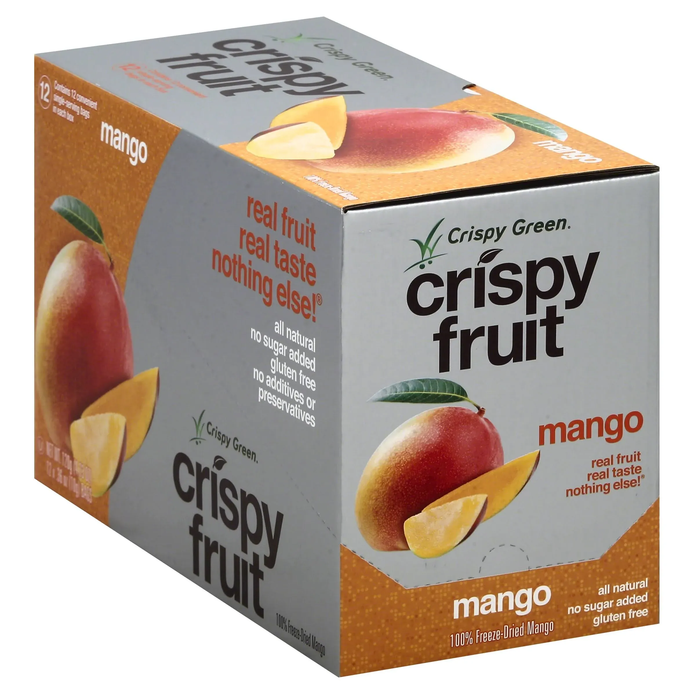 Crispy Green Crispy Fruit, Mango - 12 pack, 0.36 oz bags