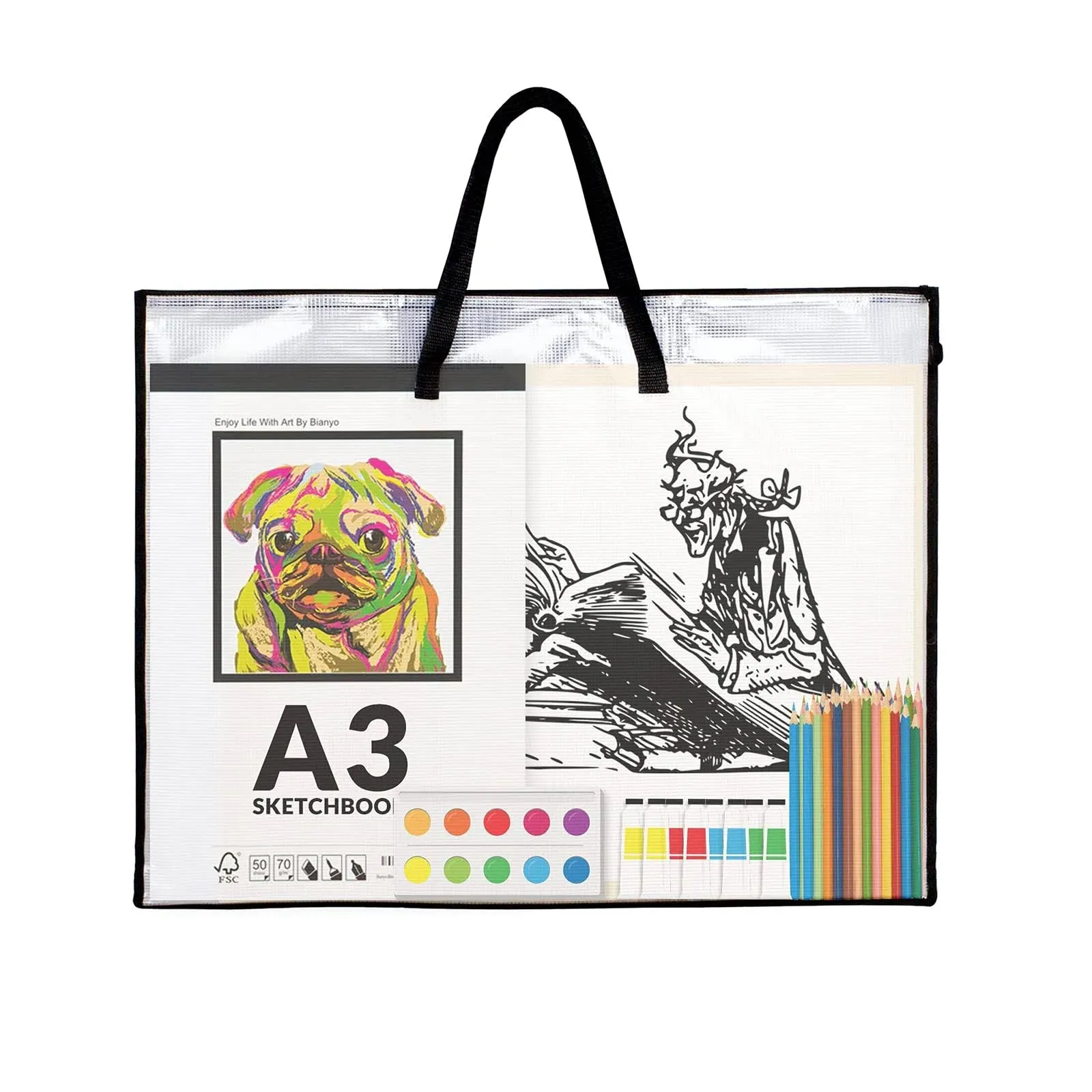 SUNEE 19x25 Art Portfolio Bag, 3 Packs Artist Supply Organizer with Handle, Z...