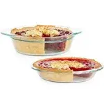 Pyrex Deep 2-Pack (9.5") Glass Baking Dish Set, Round Pie Glass Bakeware, Dishwasher, Microwave, Freezer & Pre-Heated Oven Safe