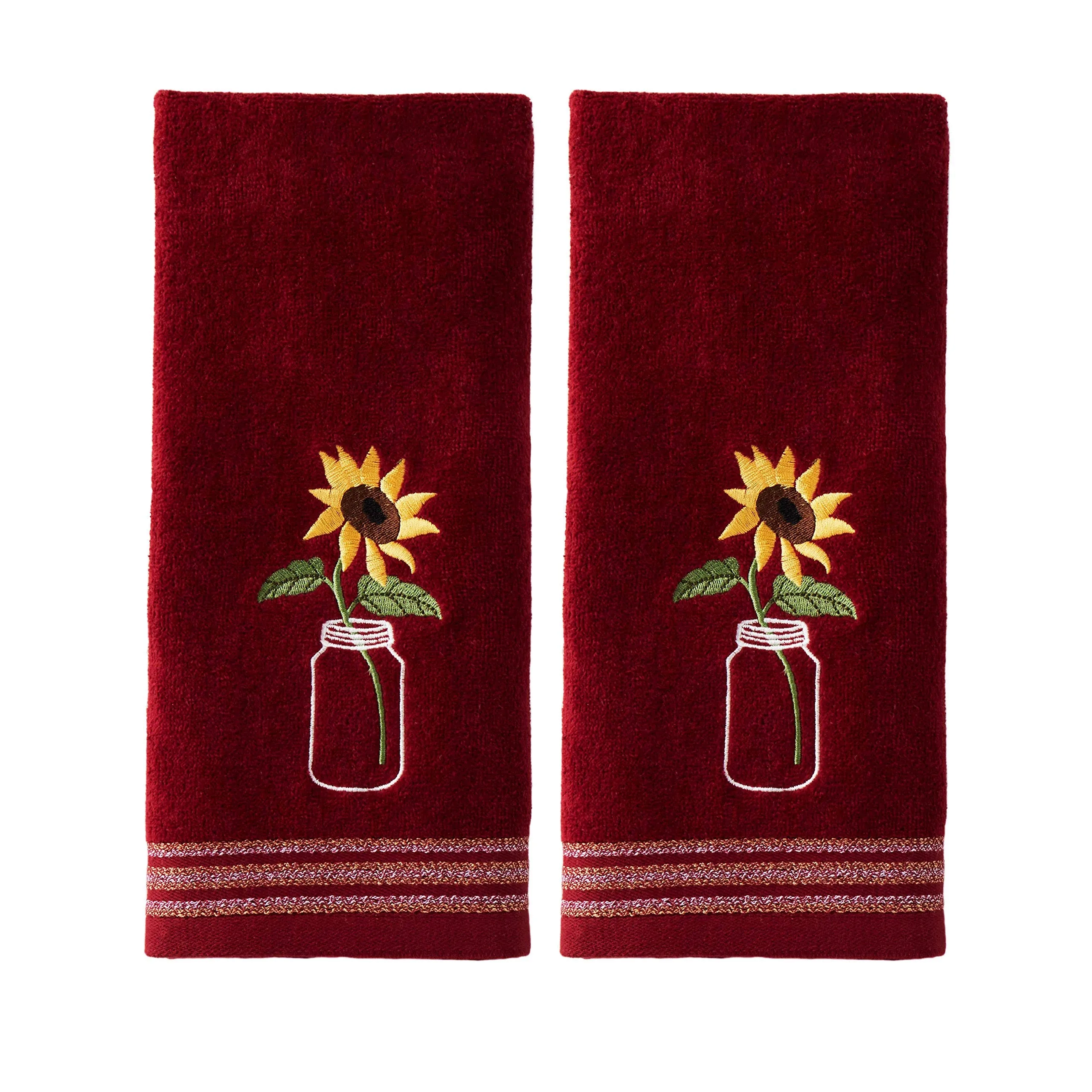 SKL Home by Saturday Knight Ltd. Sunflower In Jar 2 Pc Hand Towel Set Wine