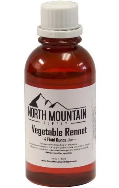 North Mountain Supply Premium Professional Quality Liquid Vegetable Rennet - 100% Vegetarian Rennet for Cheese Making - 4 Fluid Ounces