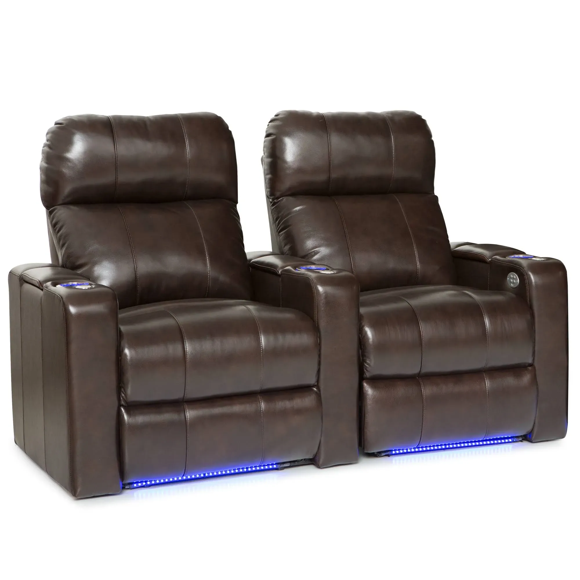 Seatcraft Monterey Leather Home Theater Seating Power Recline, Brown, Row of 2