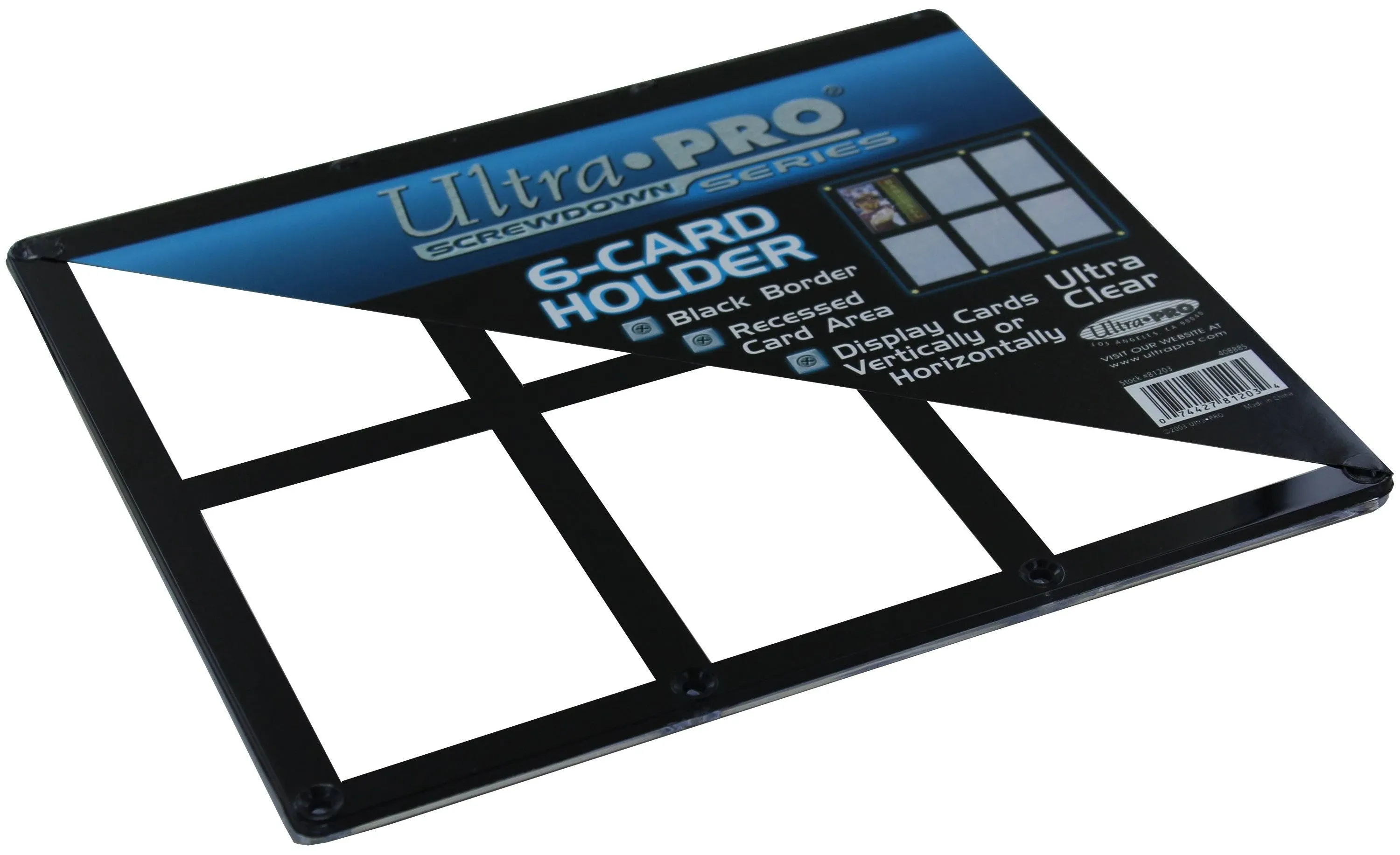 NEW Ultra Pro Black Frame 6-CARD Screwdown Recessed 8 Screw Clear Display 81203