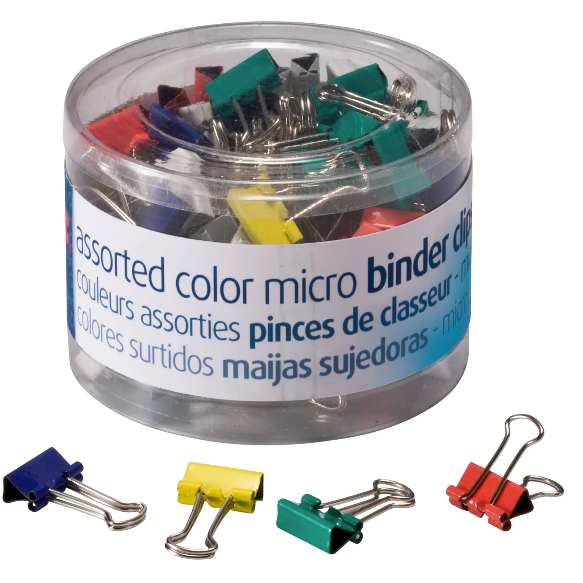 Micro Binder Clips, Assorted Colors, 100 Clips per Tub (31023)