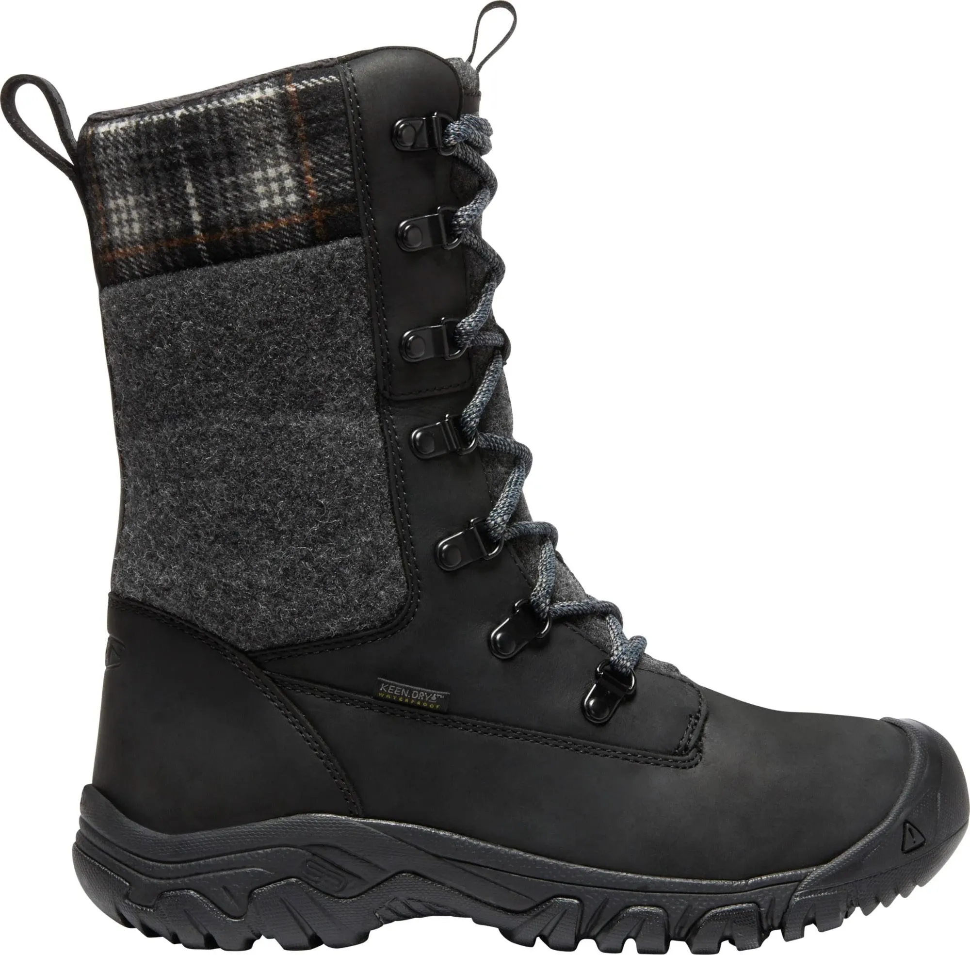 Keen Women's Greta Tall Waterproof Boot - Black / Black Plaid,6.5