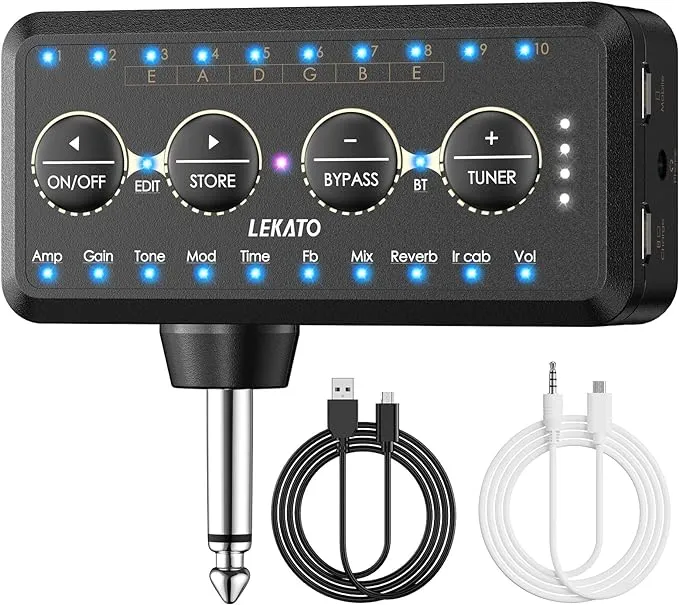 Lekato Guitar Headphone Amp Rechargeable Micro Headphone Amplifier With Multi Effects