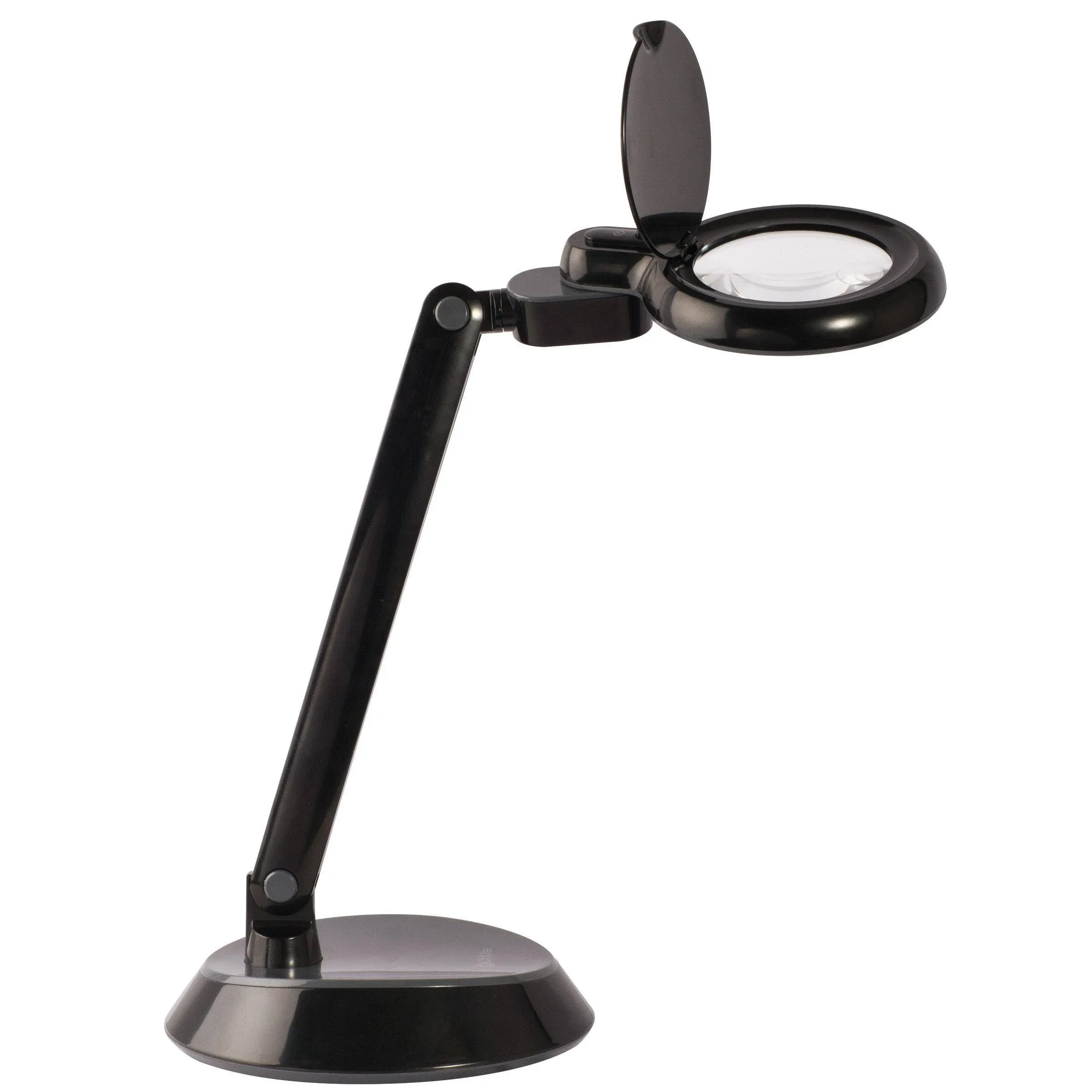 OttLite LED Space Saving Magnifier Desk Lamp – Optical Grade Magnification, Adjustable Arm, Pivoting Head, Portable to Travel, for Crafting & Needlework