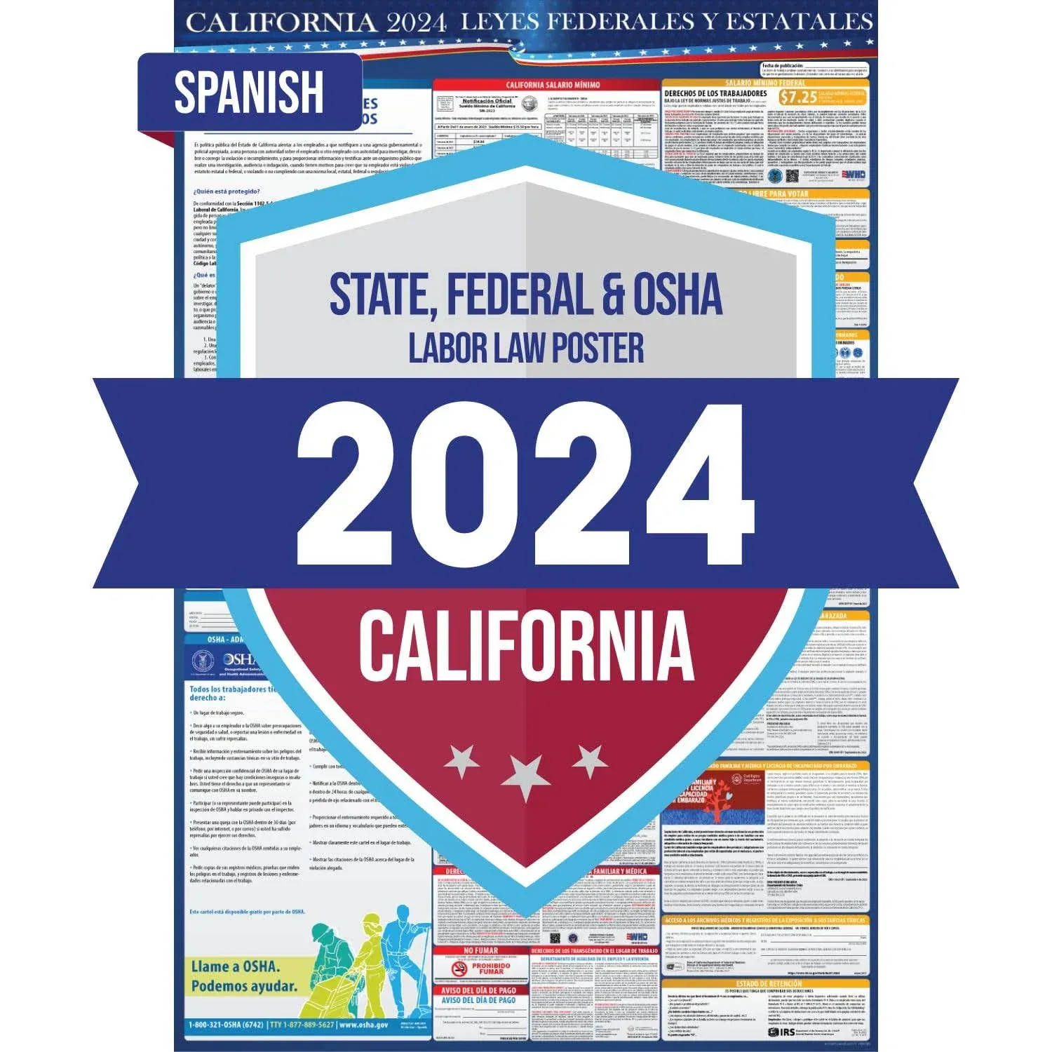 2022 California State and Federal Labor Laws Posters English & Spanish - Osha ...