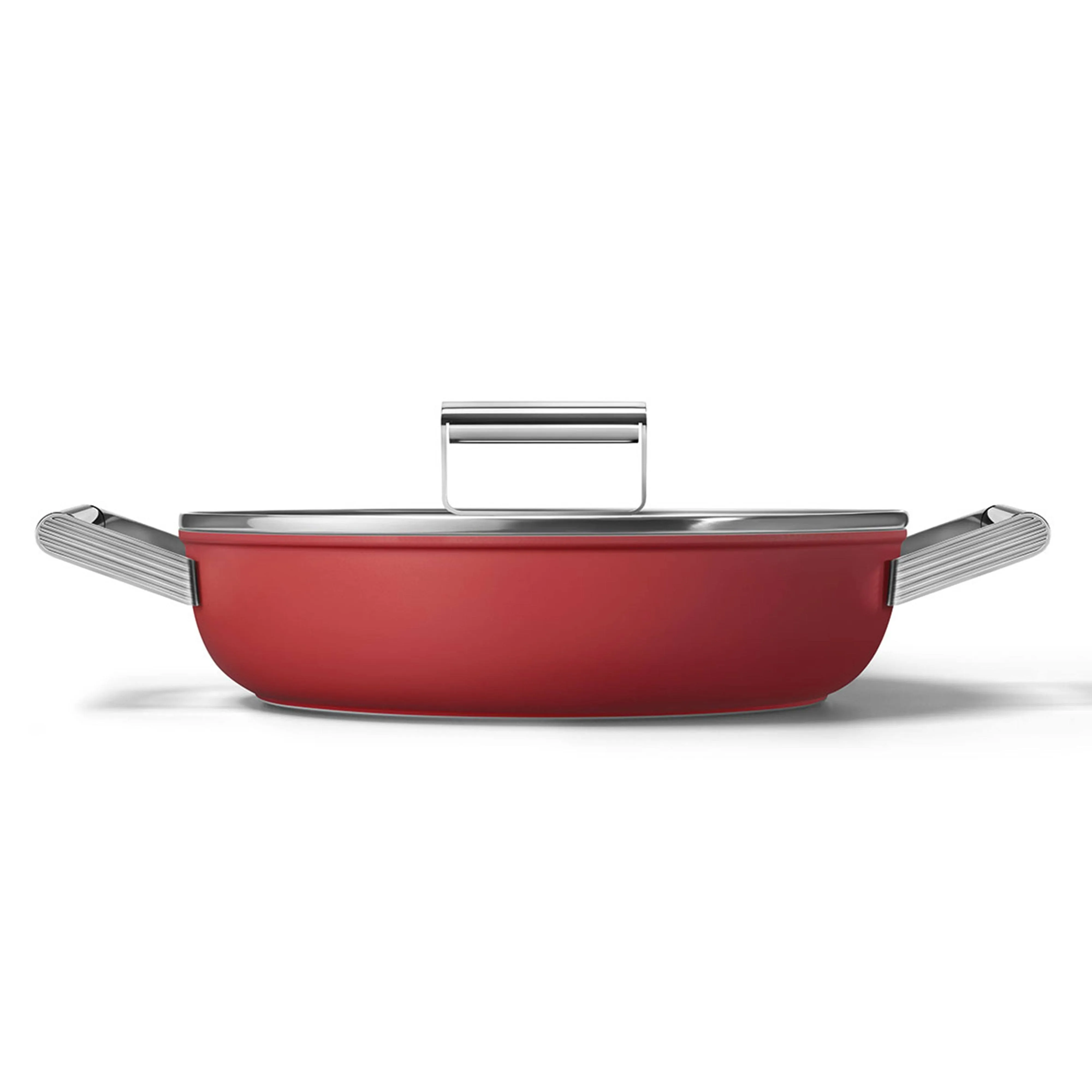 Smeg Cookware 11-Inch Red Deep Pan with Lid