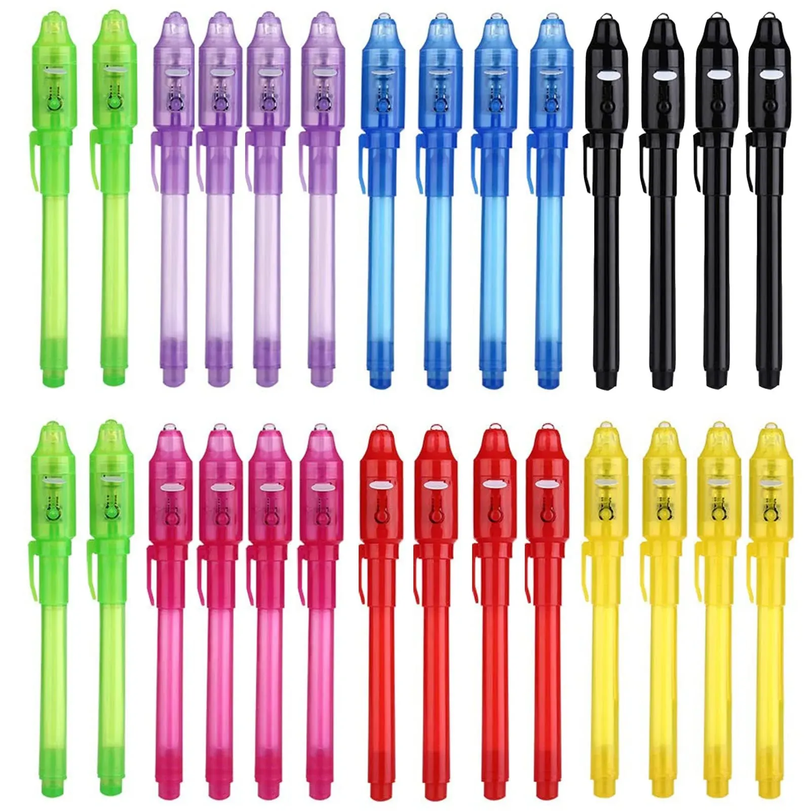 SCStyle Invisible Ink Pen 28pcs Latest Spy Pen with UV Light Magic Spy Marker Kid Pens for Secret Birthday Message Party,Writing