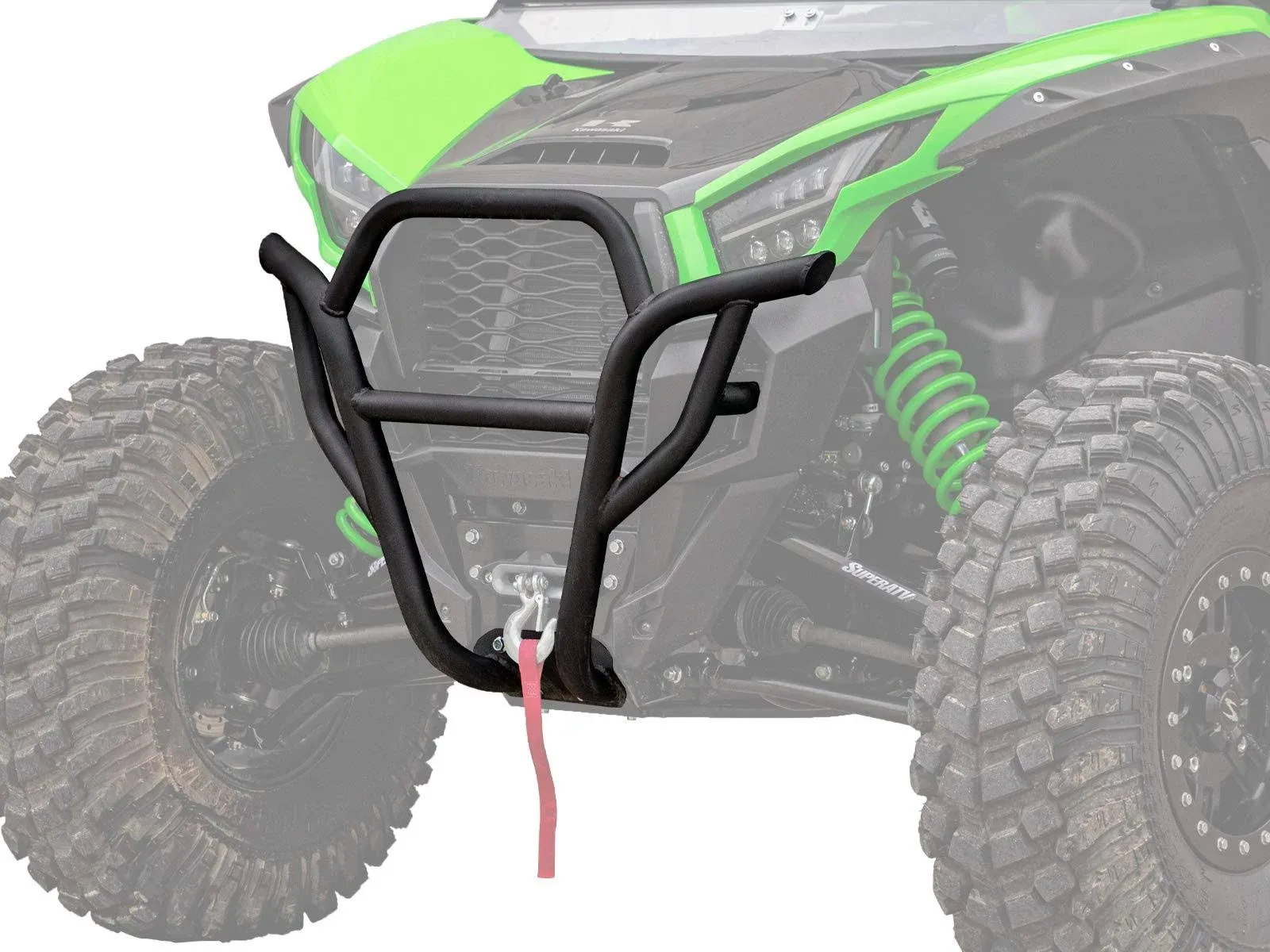 SuperATV Front Bumper for 2020+ Kawasaki Teryx KRX 1000 | Wrinkle Black | Made of Heavy-Duty Carbon Steel | UV-Resistant Powder Coating | Protects Entire Front End | Rugged Look to Match Your Machine