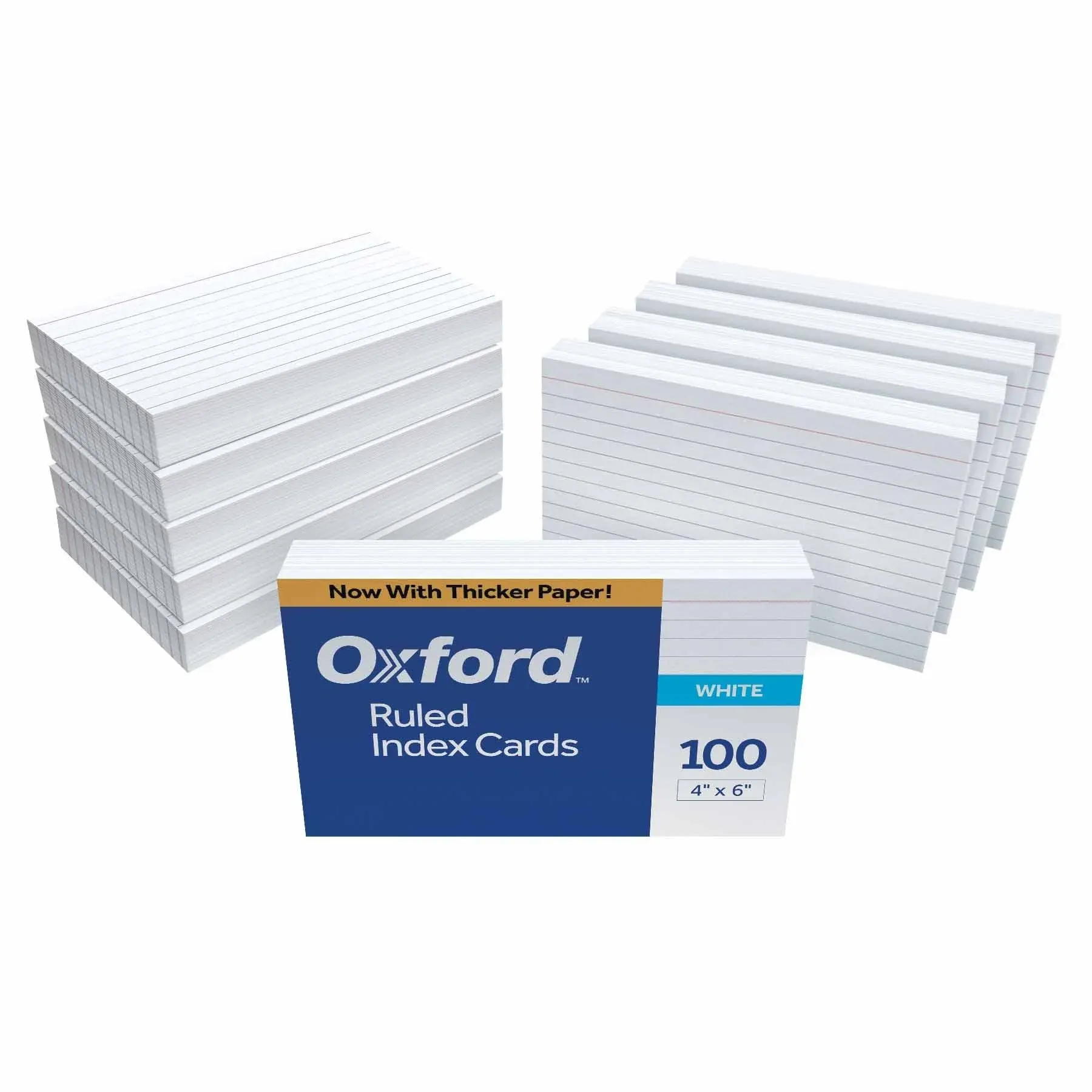 Ruled Index Cards, 4" x 6", White, 100 Per Pack, 10 Packs