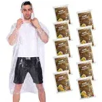 COOY Rain Ponchos,with Drawstring Hood (10 Pack) Emergency Disposable Rain Ponchos Family Pack for Adults,Clear