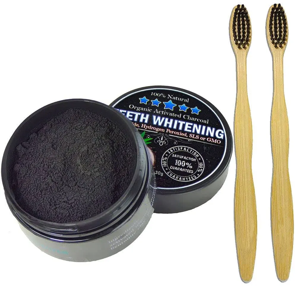 Charcoal Teeth Whitening Powder Natural Activated Charcoal Coconut 2 Toothbrush