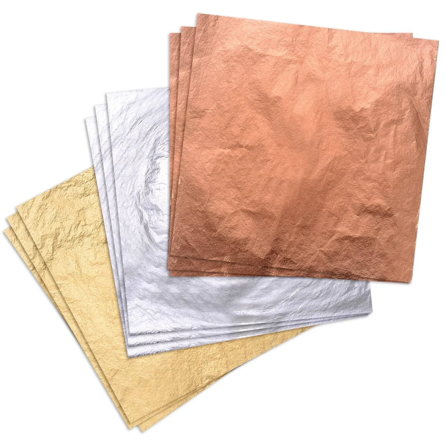 Pangda 300 Pieces Gilding Foil Imitation Gold, Silver and Copper Leaf for DIY Ar