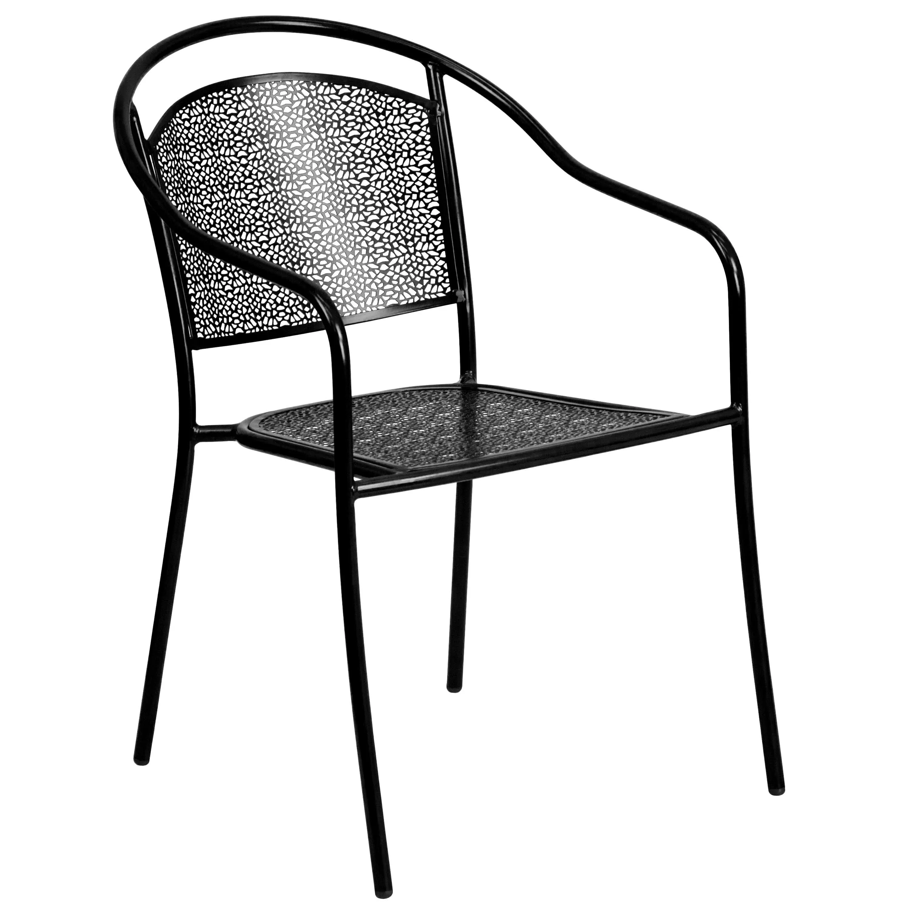 Flash Furniture Black Indoor & Outdoor Steel Patio Arm Chair with Round Back