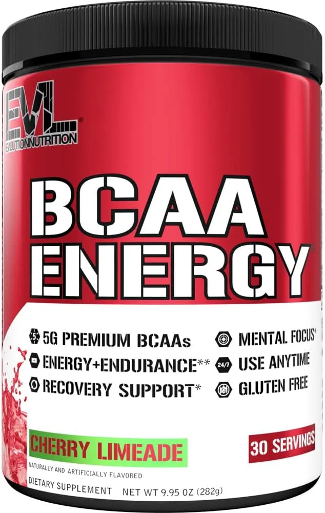 Evlution Nutrition BCAA Energy - Essential BCAA Amino Acids, Vitamin C, Natural Energizers for Performance, B Vitamins, Pre Workout, 30 Servings (Fruit Punch)