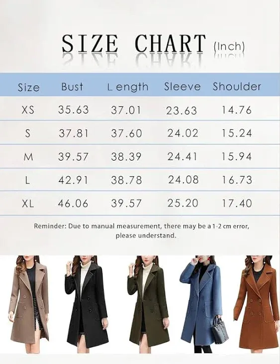 Bankeng Women Winter Wool Blend Camel Mid-Long Coat Notch Double-Breasted Lapel Jacket Outwear