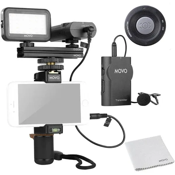 Movo Photo Smartphone Video Kit V2 with Rig, Light & Lavalier Microphone