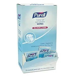 Purell Cottony Soft Individually Wrapped Hand Sanitizing Wipes, 5 inch x 7 inch, 120/Box