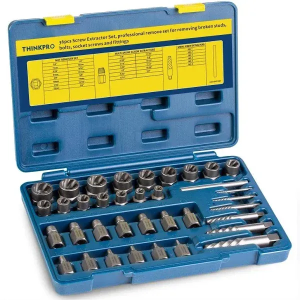 36Pcs Screw & Bolt Extractor Set, 2-in-1 Multi-Spline Lug nut Remover, Easy out Stripped Screw Removal Tool Kit for Damaged, Frozen, Studs, Rusted, Rounded-Off Bolts, Nuts