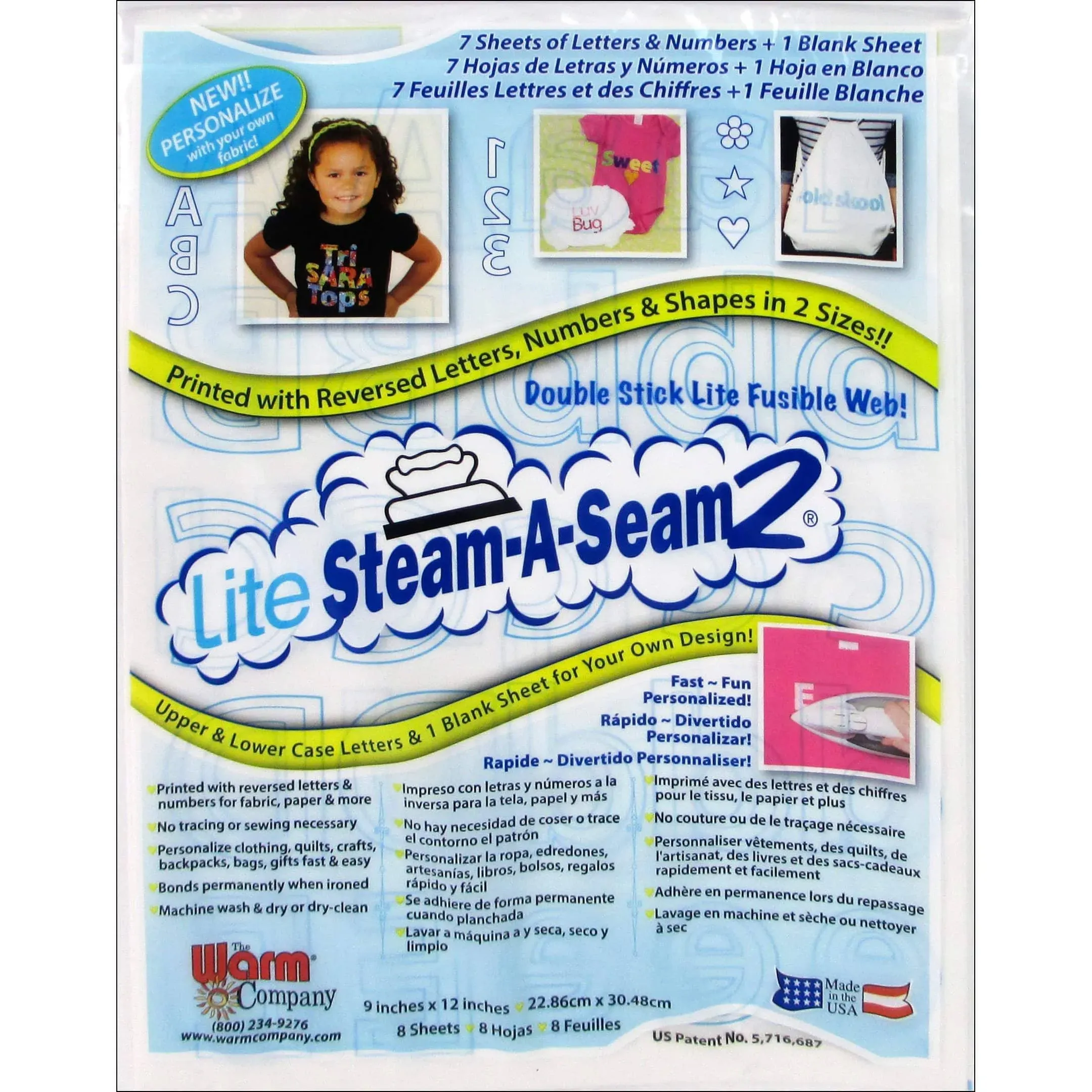 The Warm Company Warm Company Lite Steam-A-Seam 2 Personalized Double Stick F, 9"X12" 8/Pkg