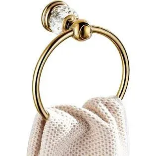 WINCASE Crystal Towel Ring, Gold Towel Holders for Bathrooms, Round Hand Towel ...