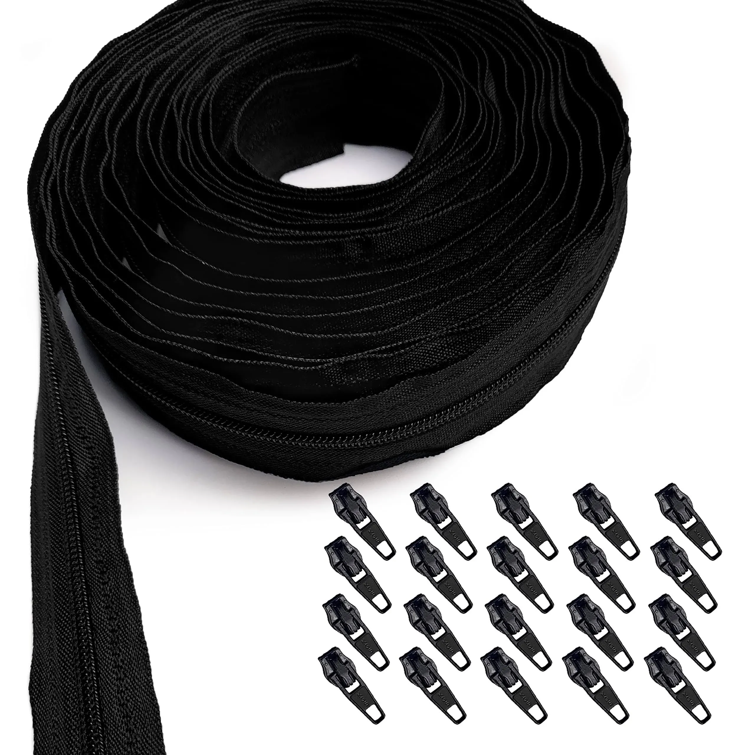 KGS Zipper by Yard | Nylon Zipper Roll | 4 Yard and 20 Zipper pulls