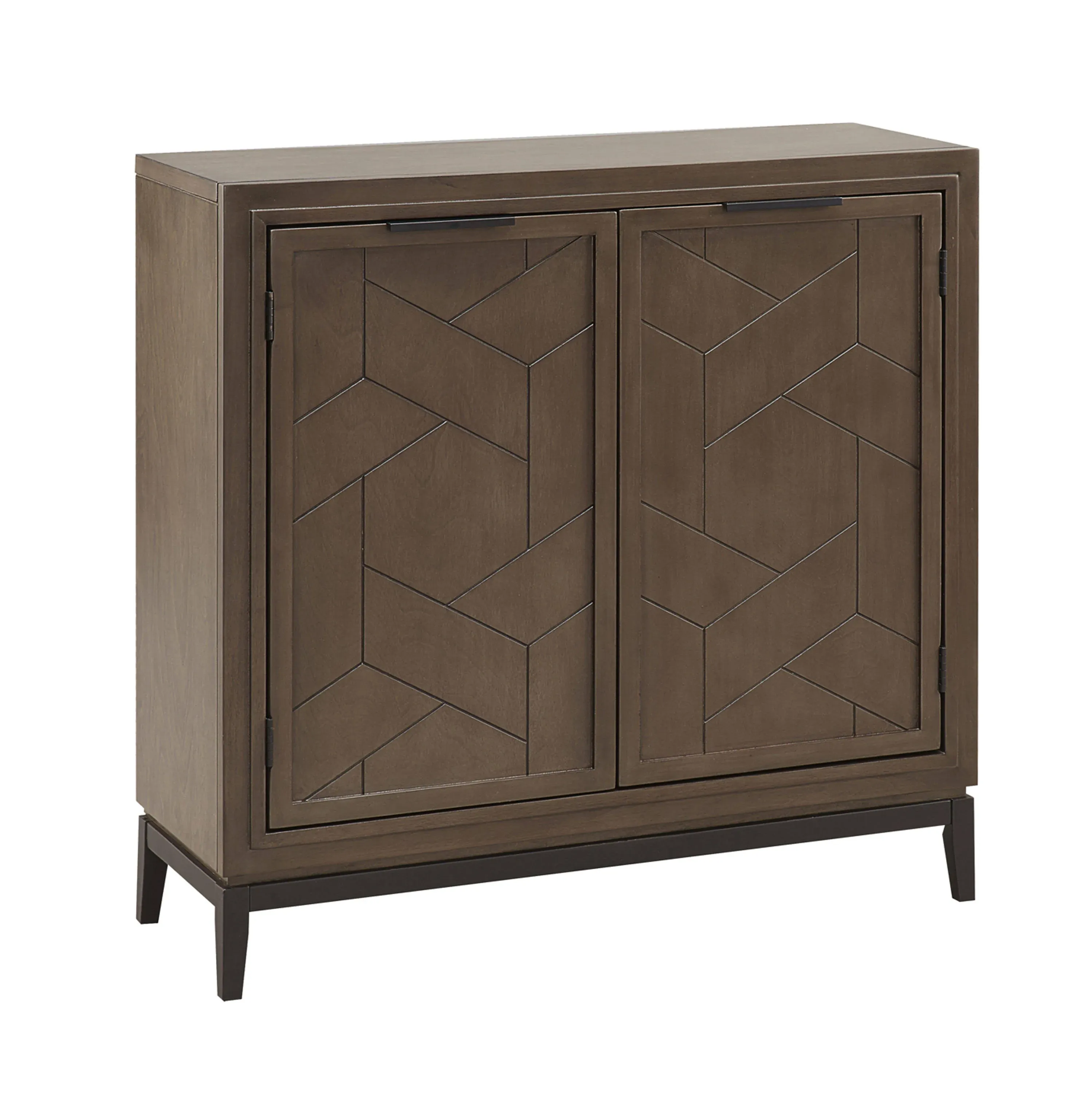 Leick Home 10143-GRBLK Emmett Mixed Metal and Wood Foyer Cabinet, Riverstone/Matte Black