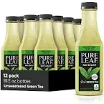 Pure Leaf Iced Tea, Unsweetened Green Tea, 18.5 fl oz Bottles (Pack of 12)