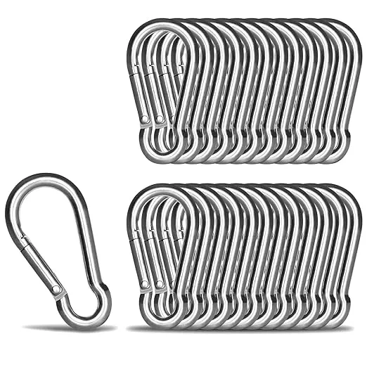 Versatile 304 Stainless Steel Carabiner Clips - 25 Pack, 1.97 Inch for Hiking