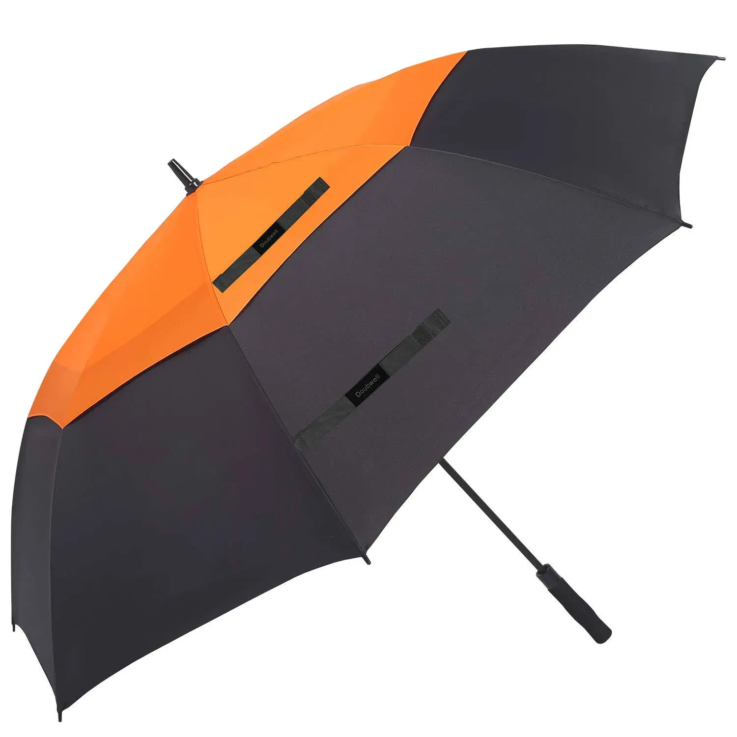 golf umbrella large size 68 inches air vent double canopy windproof automatic straight rain umbrellas (orange/black)