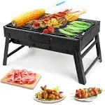 Uten Charcoal Grill, BBQ Grill Folding Portable Lightweight smoker Grill, Barbecue Grill Small desk Tabletop Outdoor Grill for Camping Picnics Garden Beach Party 13.7''x9.4''x 2.3''