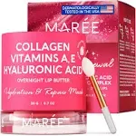 MAREE Lip Mask - Overnight Collagen Lip Scrub with Hyaluronic Acid &amp; Coconut Oil