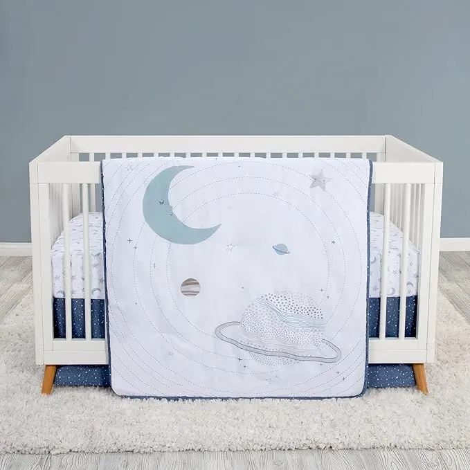 Trend Lab Celestial Space 3 Piece Crib Bedding Set, Includes Nursery Quilt, Fitted Crib Sheet and Crib Skirt