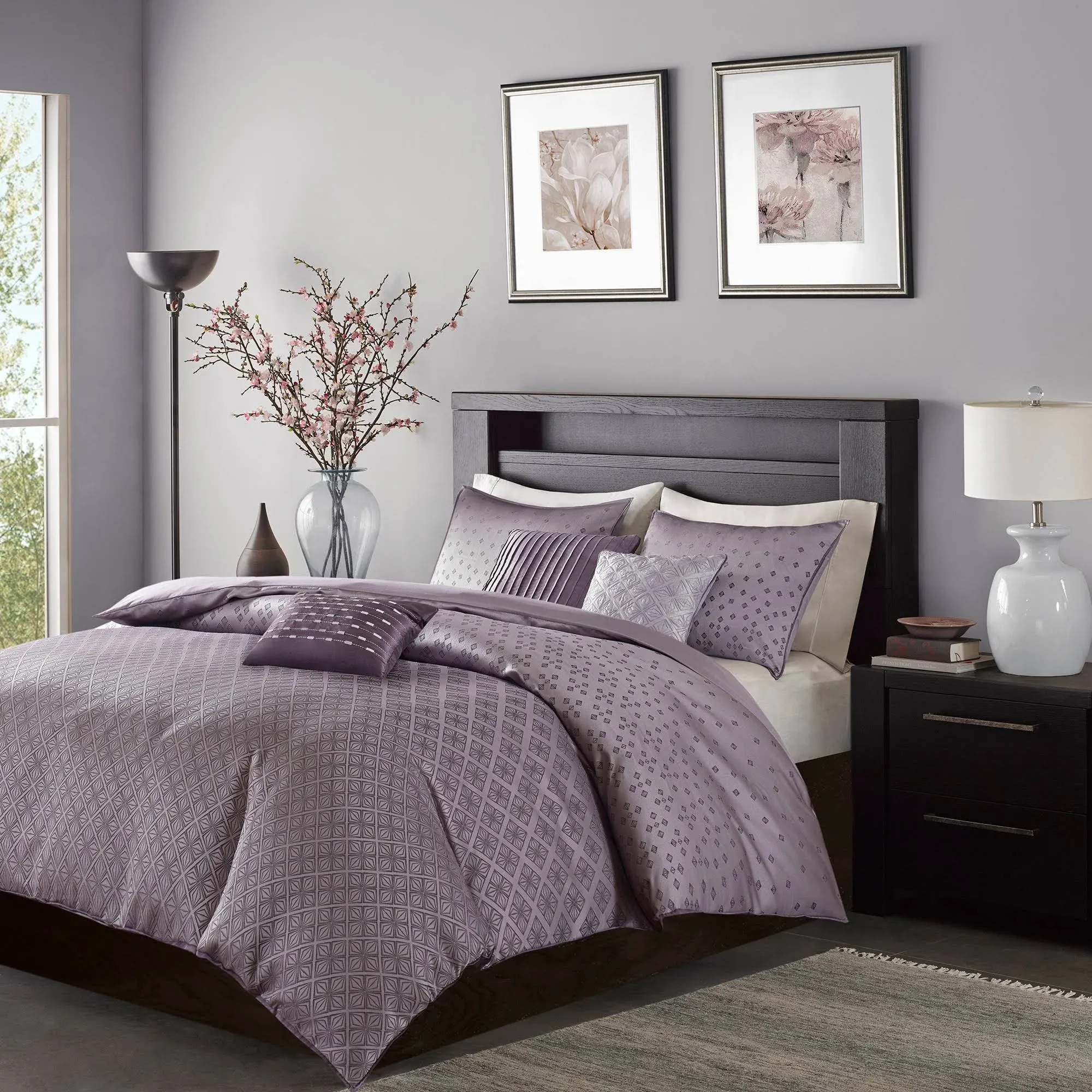 Madison Park Biloxi King/Cal King 6 Piece Duvet Cover Set in Purple - Olliix MP12-3054