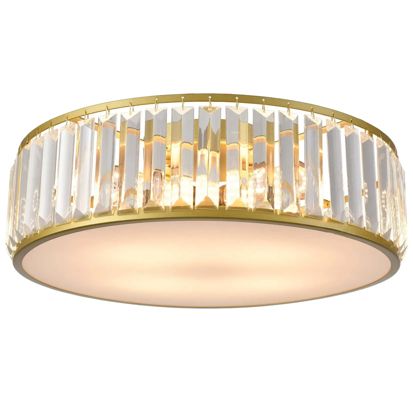 Modern 4-Light Gold Crystal Flush Mount Ceiling Light |Claxy