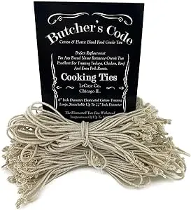 Rotisserie Elastic and Cotton Blend - Stretchy Twine - Food Grade - Heat Safe - Cooking Ties - Poultry Loops - 50 Pack